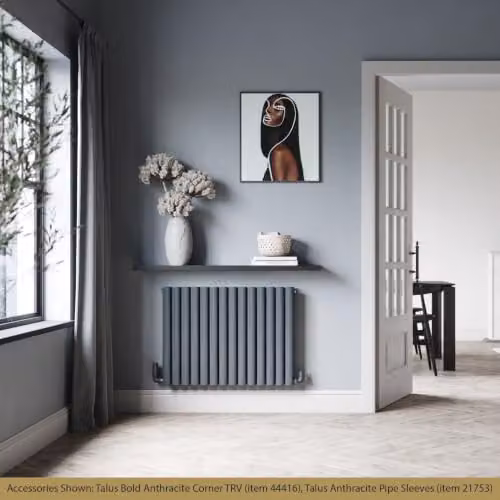 UK Radiators Omeara Anthracite Elliptical Tube Horizontal Designer Radiator, W: 812 mm, H: 600 mm – 3