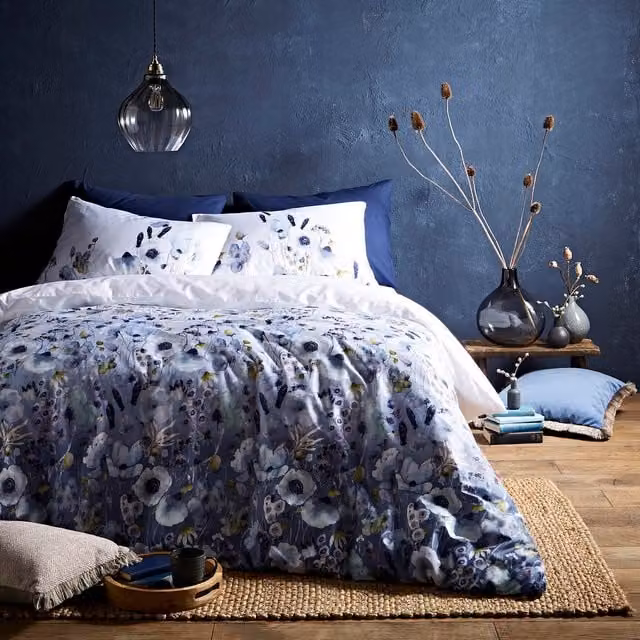 Voyage Maison Hibbertia Floral Cotton Mako Satin Duvet Cover Set in Crocus Multicolour
