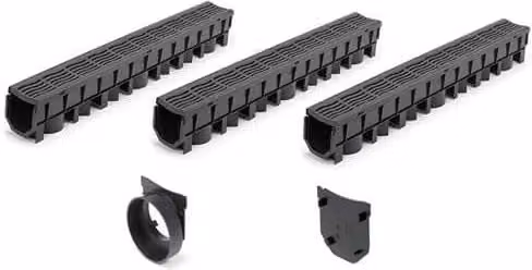 FloPlast Black Plastic Channel Drainage Grate Class A15 Garage Pack