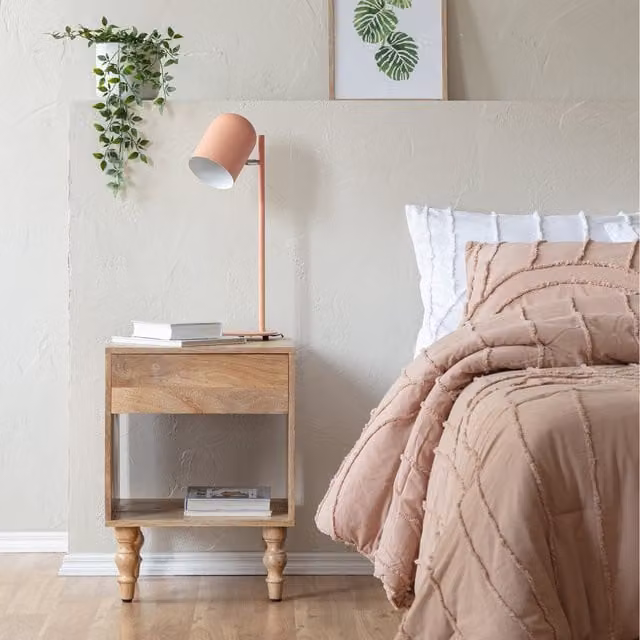 MH London Mango Wood Scandinavian Bedside Table in Brown