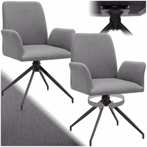 tectake Set of 2 Daya Swivel Dining Chairs in Anthracite Grey – 1