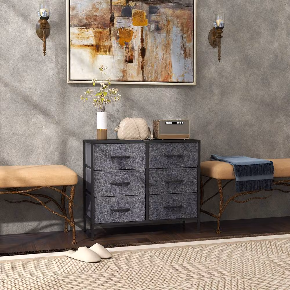 ERGOVEXA Industrial Fabric Chest of Drawers with 6 Drawers, Black, H: 80.0 cm, W: 62.5 cm, D: 30.0 cm – 4