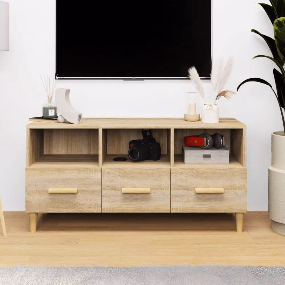 Berkfield Home Modern TV Cabinet in Sonoma Oak Brown, W/D/H: 102 x 36 x 50 cm – 2