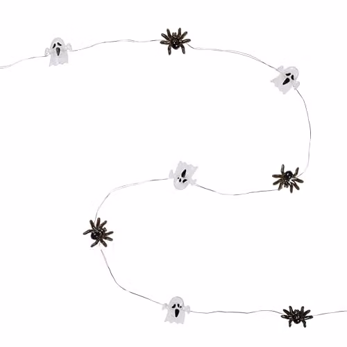 Lights4fun Halloween Ghost and Spider LED Micro String Lights with Cool White LEDs on Silver Wire – 2