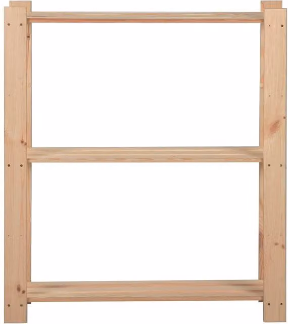 Berkfield Home 3-Tier Solid Pinewood Storage Rack in Natural, W: 80 cm, D: 28.5 cm, H: 90 cm