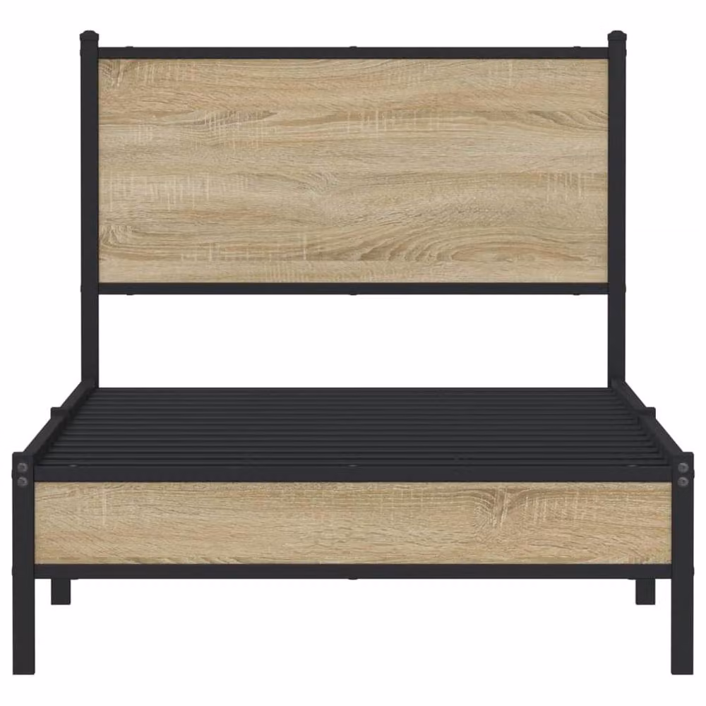Berkfield Home Metal Bed Frame in Sonoma Oak and Light Tan, W: 80 cm, L: 200 cm – 3