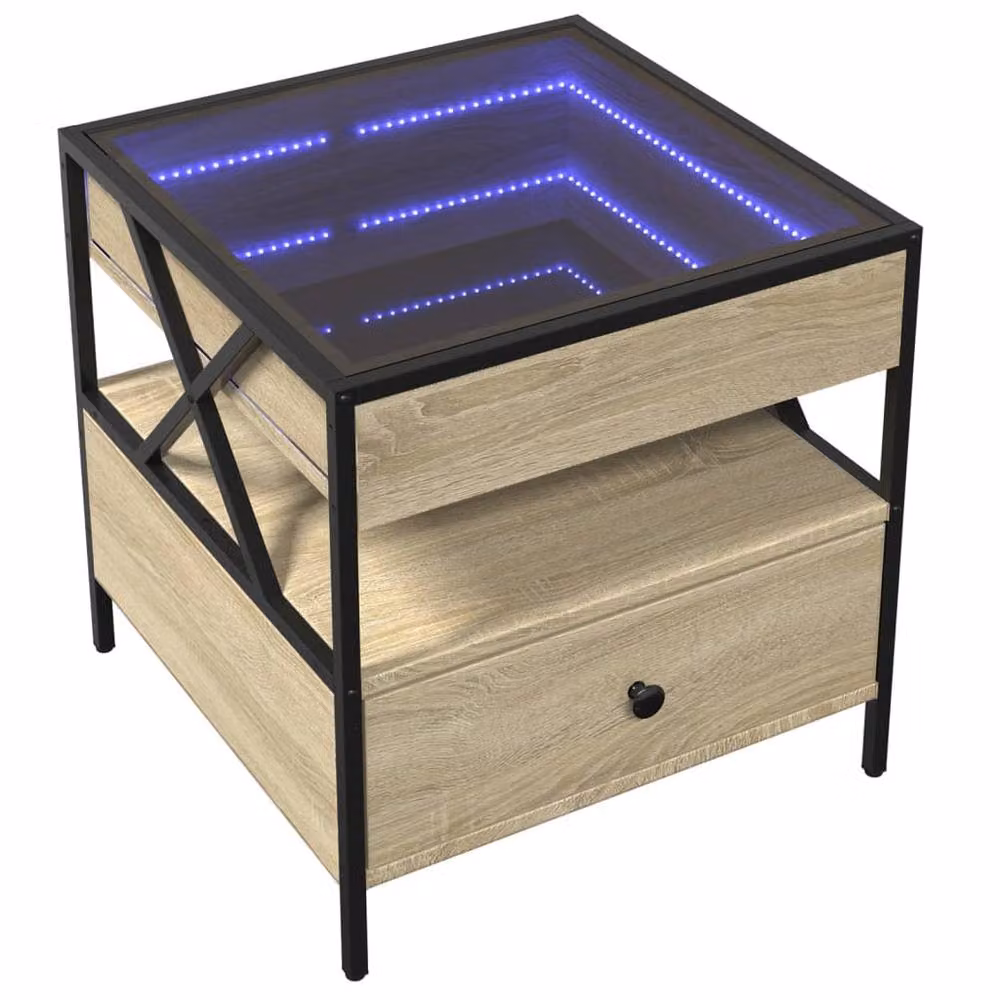 Berkfield Home Infinity LED Coffee Table in Sonoma Oak Brown, W/D/H: 50 x 50 x 51 cm – 2