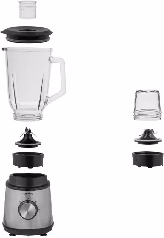 Daewoo 2-Piece 800W Stainless Steel and Glass Smoothie Maker and Blender Set with Coffee Grinder in Silver – 3