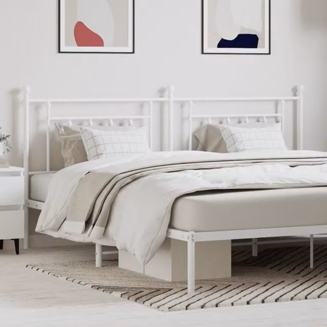 Berkfield Home Classic Metal Headboard in White – 1