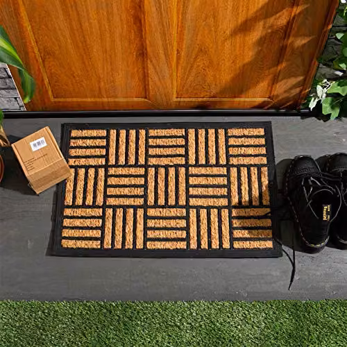 Nicola Spring Heavy Duty Mosaic Door Mats, Black, Pack of 2, W: 60 cm, D: 40 cm, H: 1.5 cm – 2