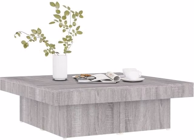 Berkfield Home Classic Square Coffee Table in Grey Sonoma, W/D/H: 90 x 90 x 28 cm