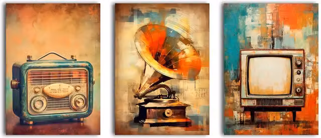 Simpa Retro Sound and Vision 3 Panel Multicolour Canvas Wall Art – 4