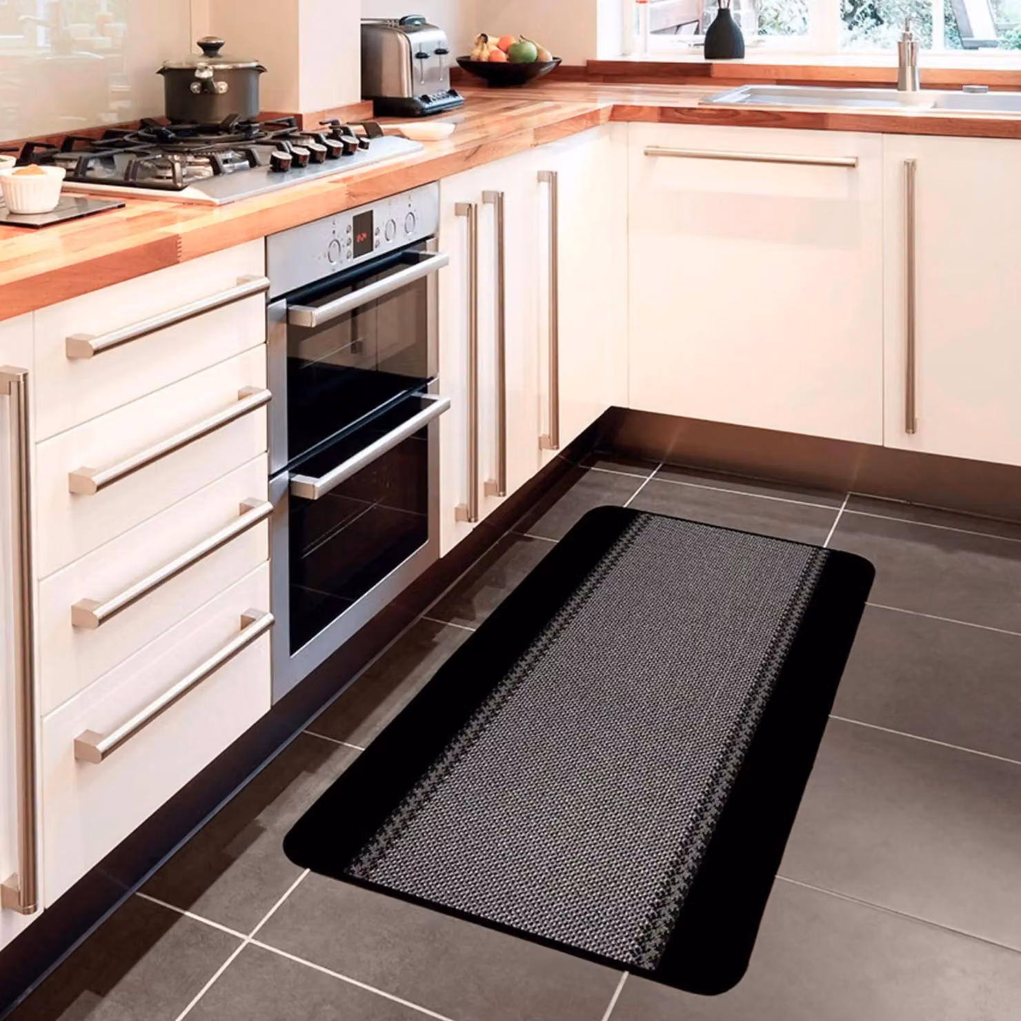 THE RUGS Machine Washable Non-Slip Modern Bordered Area Rug, W/D: 180 x 67 cm, Black, Beige or Green – 5