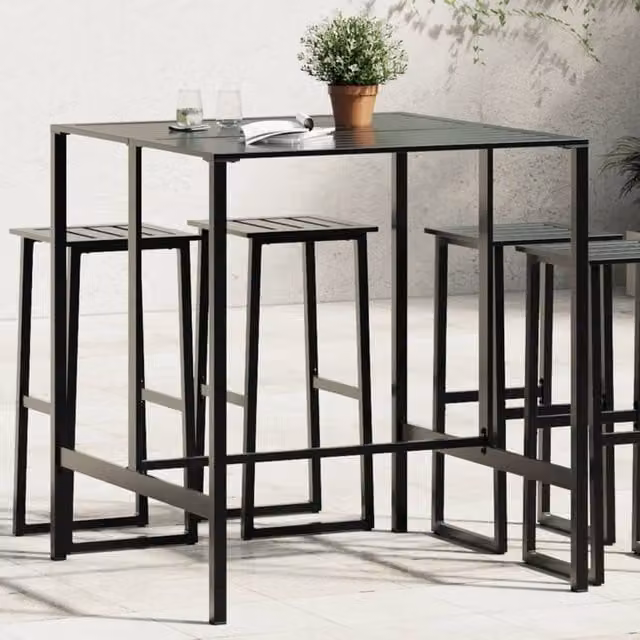 Berkfield Home Modern Square Bar Table in Black Powder-coated Steel, W/D/H: 100 x 100 x 110 cm – 1