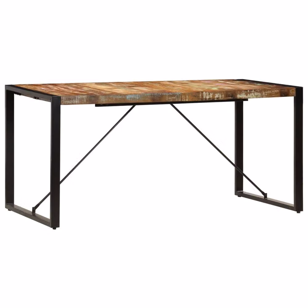 Berkfield Home Rectangular Dining Table in Brown Solid Reclaimed Wood, W/D/H: 160 x 80 x 75 cm – 2