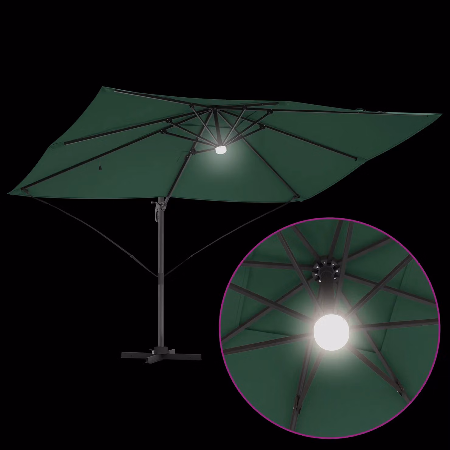 Berkfield Home Green Cantilever Garden Umbrella with Polyester and Metal Frame – 5