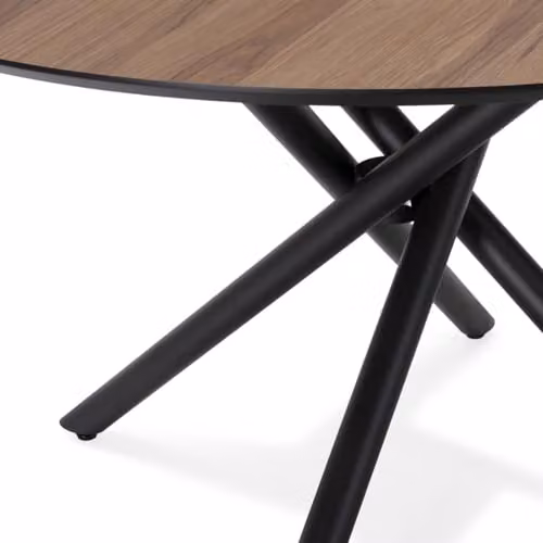 Calicosy Maya Round Wood Dining Table in Brown with Metal Legs, Diameter: 120 cm, Height: 76 cm – 4