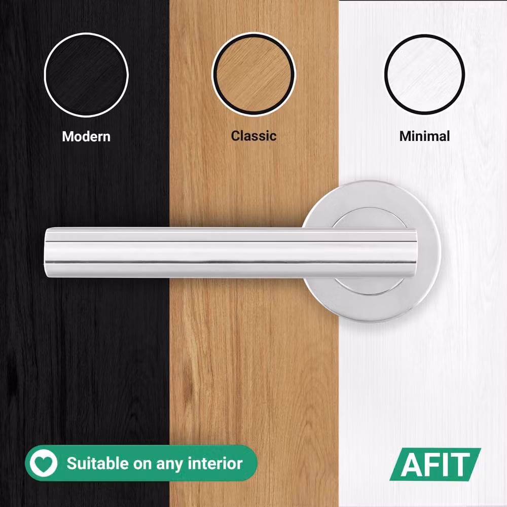 AFIT Olvera Range Chrome T-Bar Door Handles with Round Rose, Silver, 1 Pair – 5