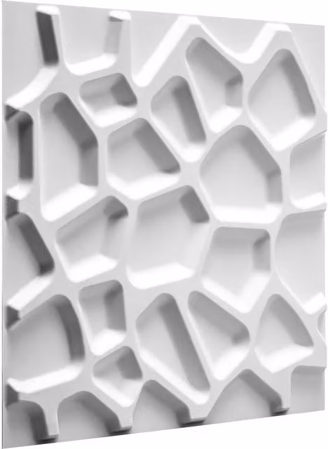 WALPLUS White Geometric 3D Wall Panels made from Natural Plant Fibre