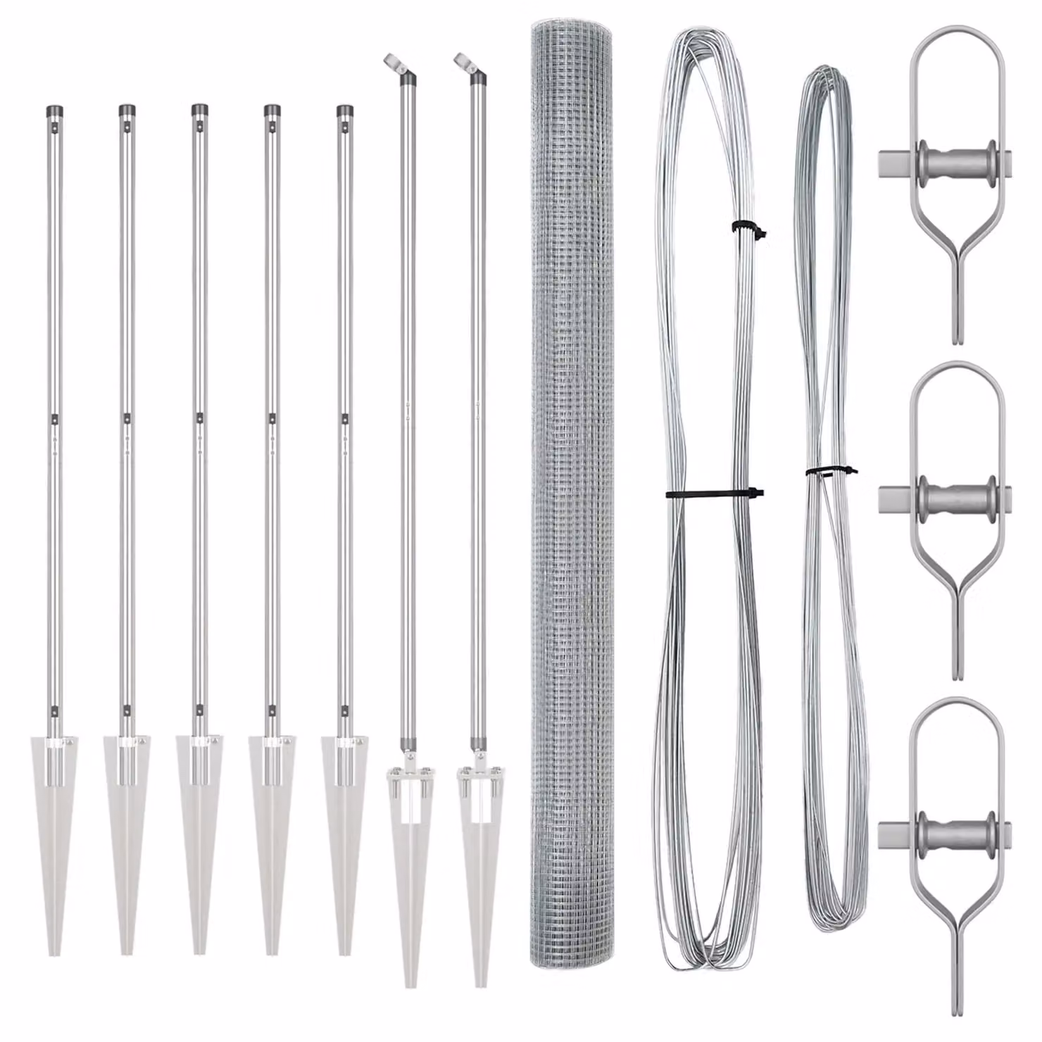 Berkfield Home Welded Wire Fence with 7 Spike Posts, Galvanised Steel, Silver, W: 10 m, H: 1.6 m – 2