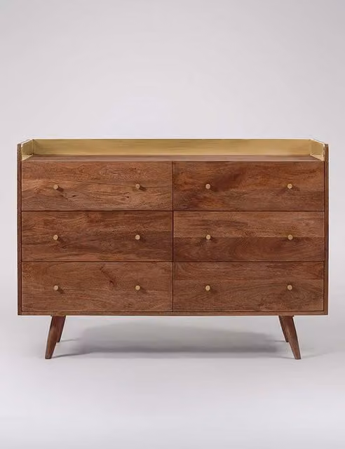 Swoon Fresco Mango Wood 6 Drawer Chest in Medium Brown