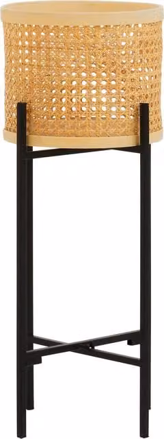 Premier Housewares Small Natural Rattan Planter with Black Metal Cross Base, H 58 x W 26 x D 26 cm