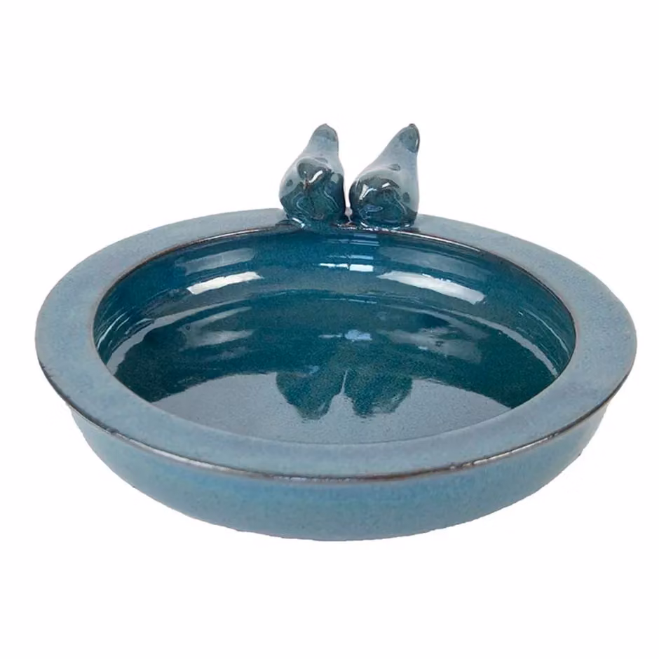 Primrose Blue Ceramic Round Tabletop Bird Bath Bowl – 2
