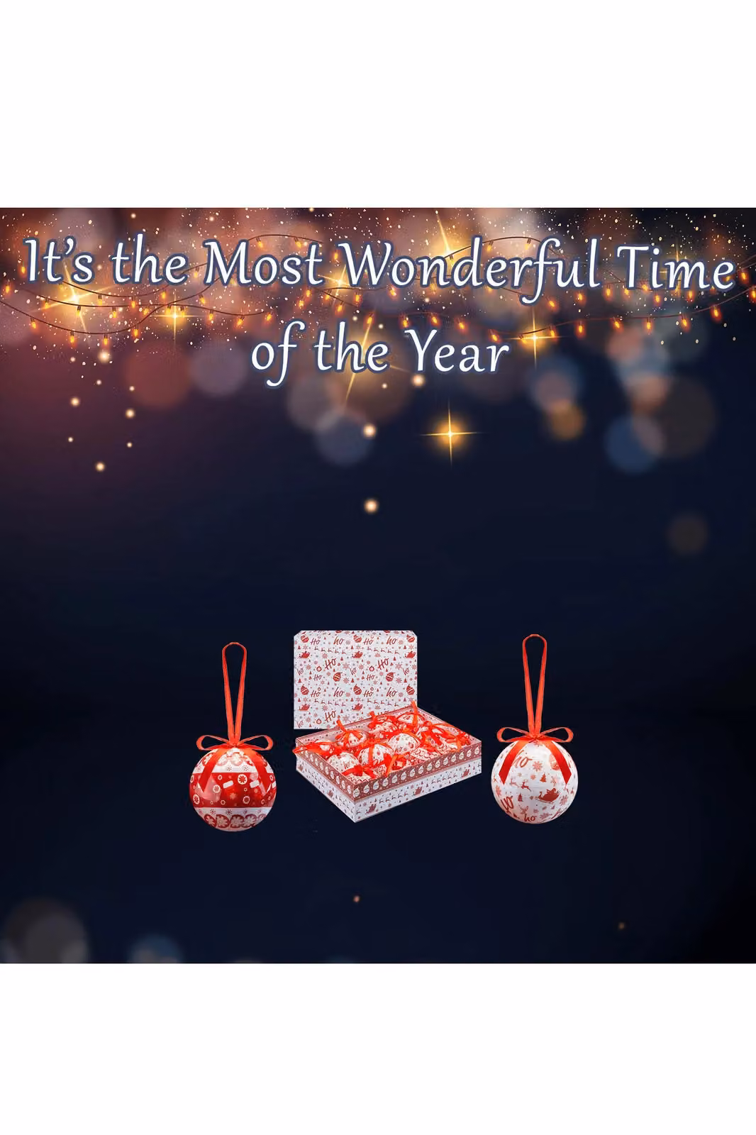 VFM e-Store Nordic Red Christmas Bauble Set, 12 Piece Round Hanging Ornaments – 2