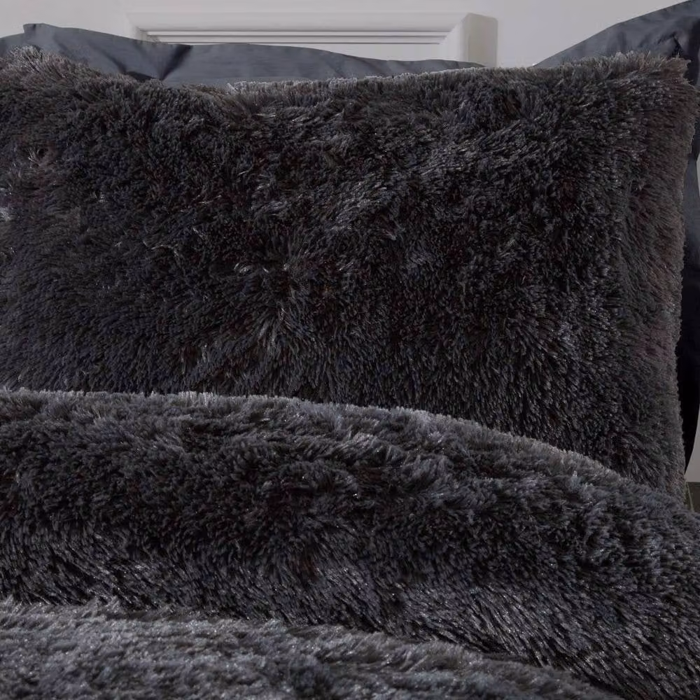 Smart Living Luxury Long Pile Faux Fur Duvet Cover and Pillowcase Set in Charcoal Grey, Single, W: 90 cm x L: 200 cm – 2