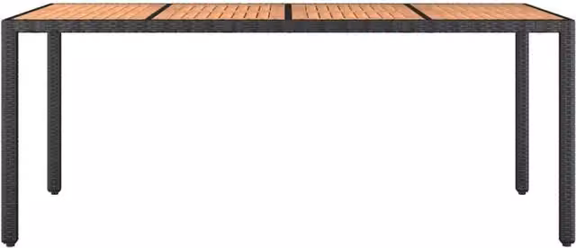 Berkfield Home Rectangular Garden Table with Black Poly Rattan and Oiled Acacia Wood Top – 1