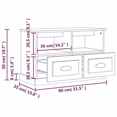 vidaXL Modern TV Cabinet in Smoked Oak, W/D/H: 80 x 35 x 50 cm – 3