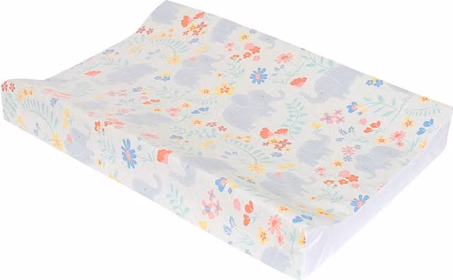 Babycurls Anti-Roll Wedge Baby Changing Mat in Pink Floral Elephants
