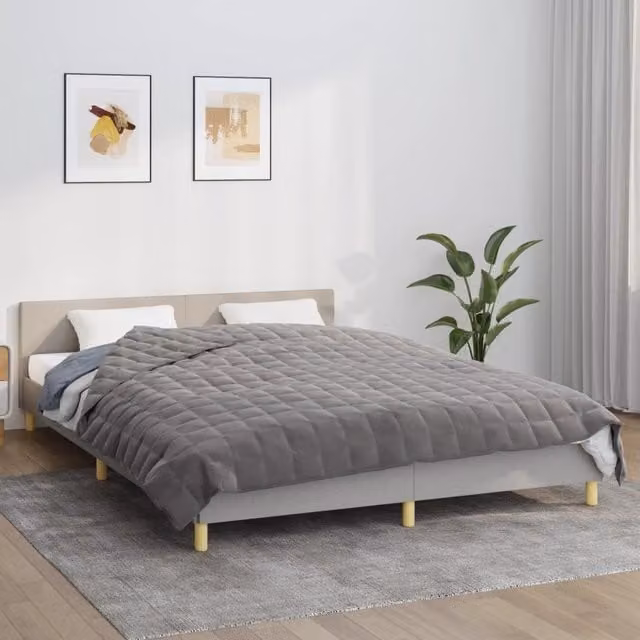 Berkfield Home Grey Weighted Blanket, W: 220 cm, D: 240 cm, 11 kg – 1