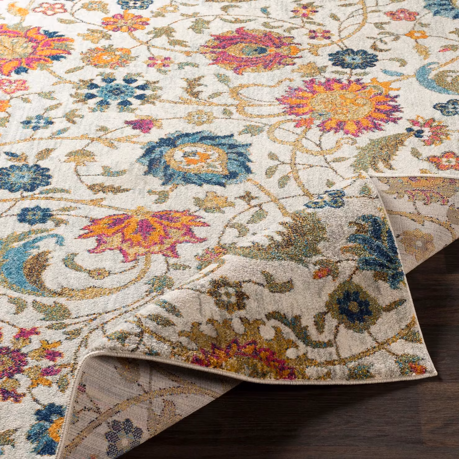 Livabliss Harput Vintage Boho Living Room Rug in Beige, Blue, Orange and Yellow, W: 200 cm, D: 275 cm – 3