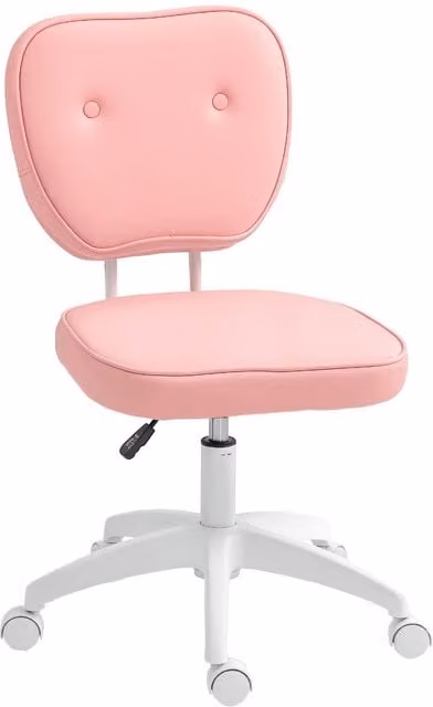Rolipo Pink PU Leather Armless Swivel Office Chair with Adjustable Height