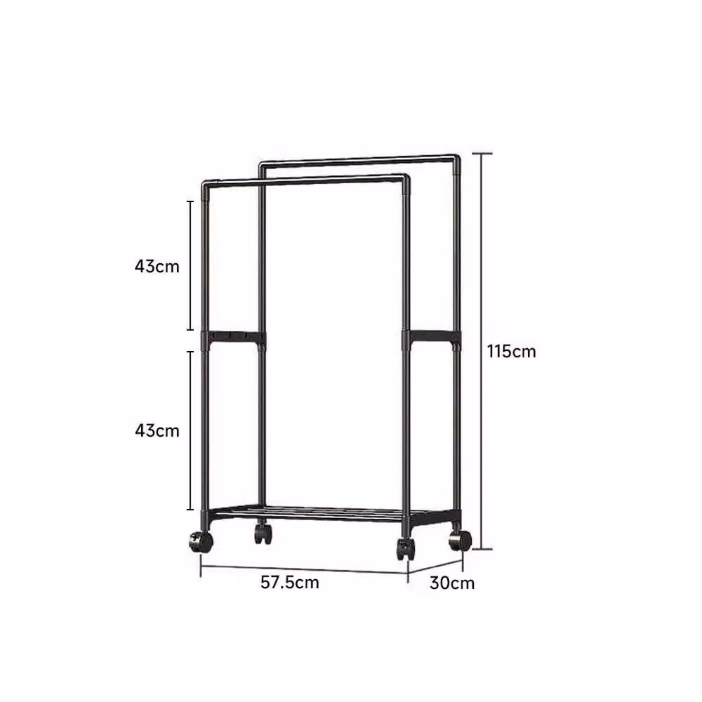 EONLION A Metal Rolling Garment Clothes Rail in Black, Width: 50 cm – 2