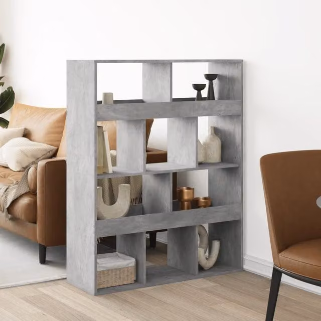 Berkfield Home Room Divider in Concrete Grey, W/D/H: 100 x 33 x 125.5 cm