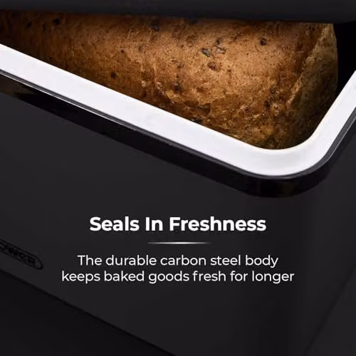 Tower Sera Airtight Bread Bin in Black and Stainless Steel – 4