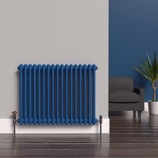 Lux Heat Horizontal 2 Column Steel Radiator in Galaxy Blue, W: 60.0 cm, H: 78.5 cm