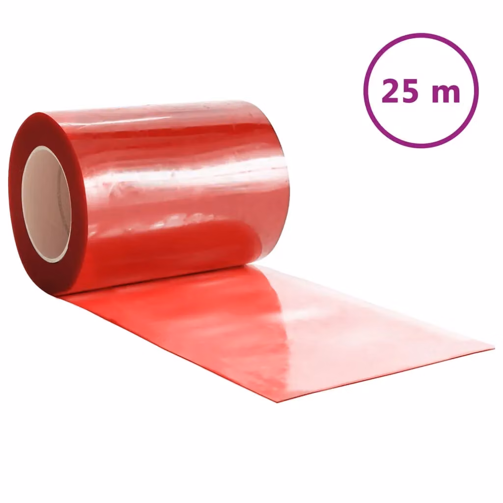 Berkfield Home Red PVC Door Curtain Strips, W: 300 mm, Thickness: 3 mm, Length: 25 m – 1