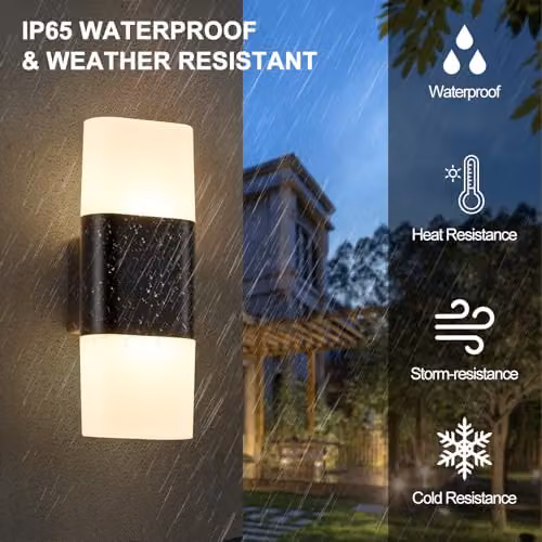 Harper Living LED Outdoor Wall Light, 12W Warm White Up and Down Exterior Lamp, IP65 Weatherproof Aluminium Security Light in White – 4