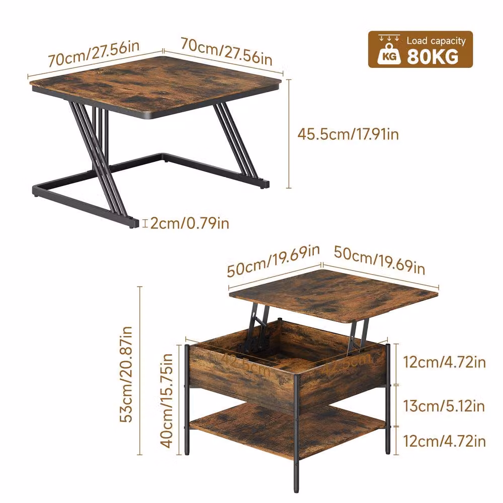Dprodo Set of 2 Round Nesting Coffee Tables in Brown Walnut Finish – 2