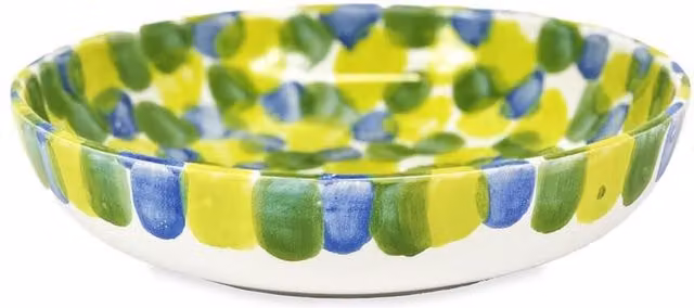 Verano Ceramics Hand Painted Multicolour Ceramic Salad Bowl in Green and Blue