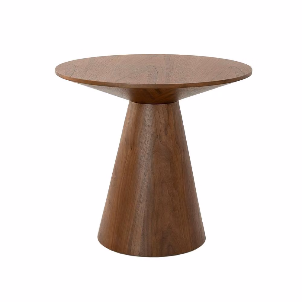 Angel Cerda Round Walnut Corner Table in Brown, W: 60 cm, D: 55 cm – 2