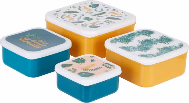 Orsina Set of 4 Stackable and Nestable Plastic Lunch Boxes in Multicolour with Snap Lids – 1