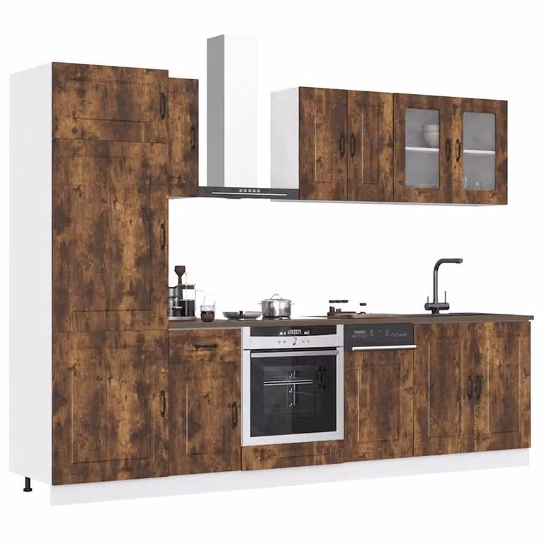 Berkfield Home Kalmar 8 Piece Modern Kitchen Cabinet Set in Smoked Oak Brown