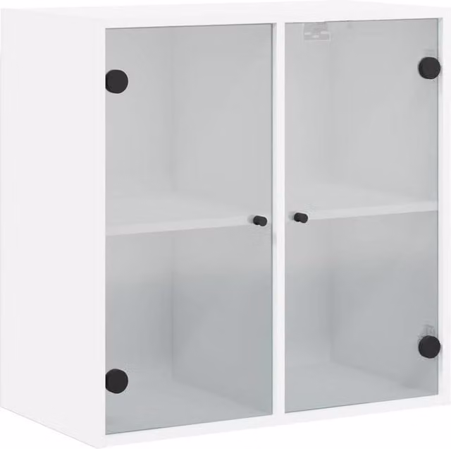 Berkfield Home Wall Mounted Cabinet with Glass Doors, White, W: 68 cm, D: 37 cm, H: 68.5 cm