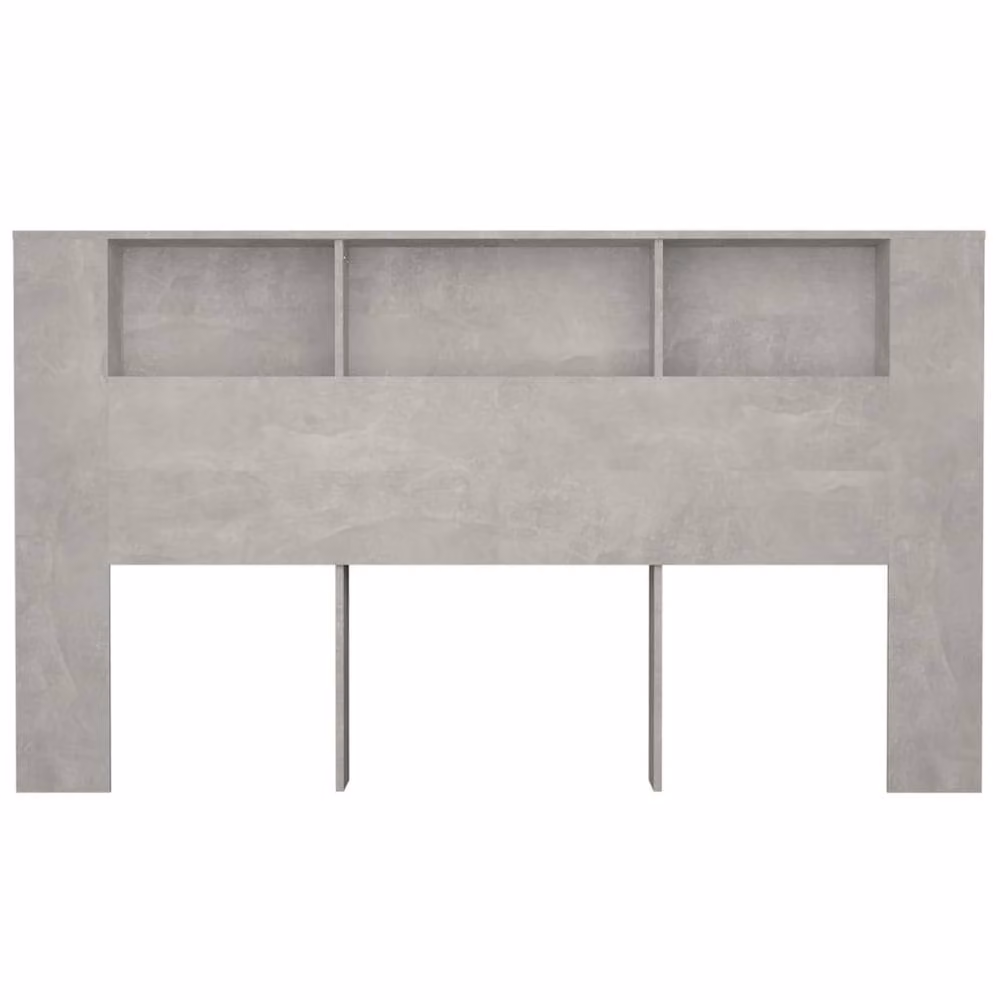 Berkfield Home Modern Headboard Cabinet in Concrete Grey with Integrated Shelf, W: 180 cm, D: 18.5 cm, H: 104.5 cm – 2