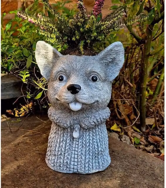 SPETLEK Fox Garden Ornament Plant Pot Planter in Grey – 1