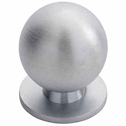 Loops Brushed Satin Chrome Solid Ball Cupboard Door Knob, 30mm Diameter
